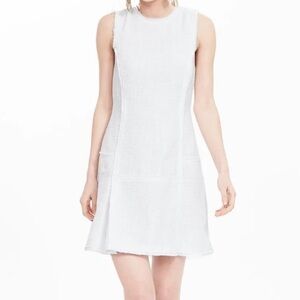 NWT Banana Republic White Tweed Drop Waist Sleeveless Dress 2
